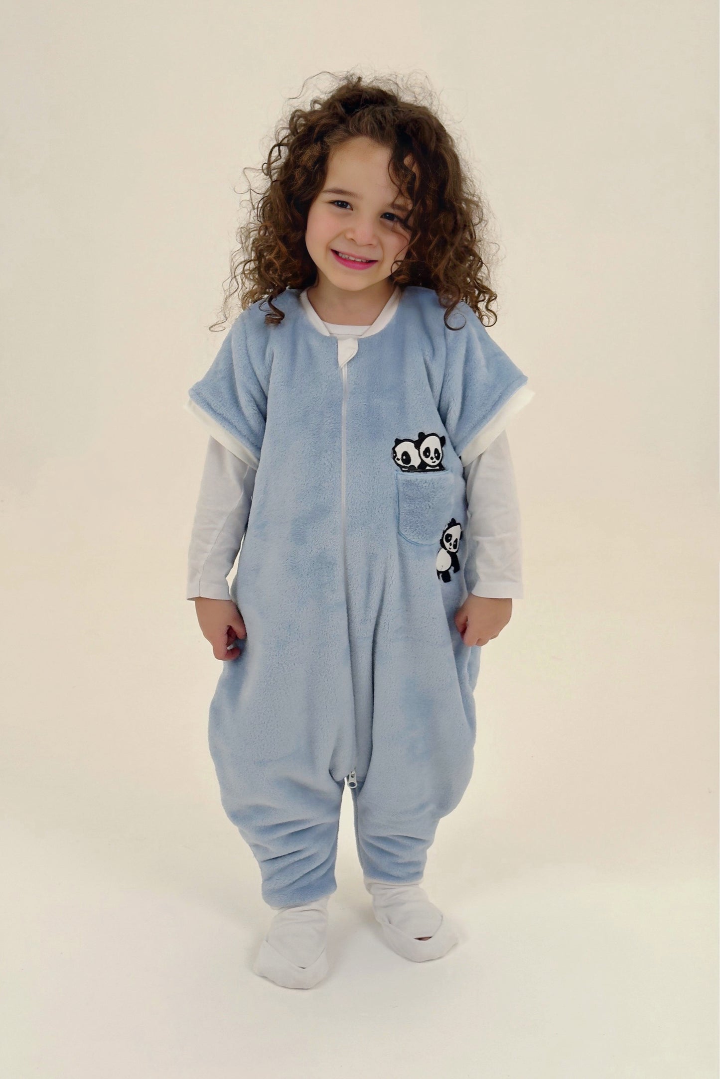 Panda Cuddle - Half-sleeved Fleece Sleeping Bag with Feet Cover