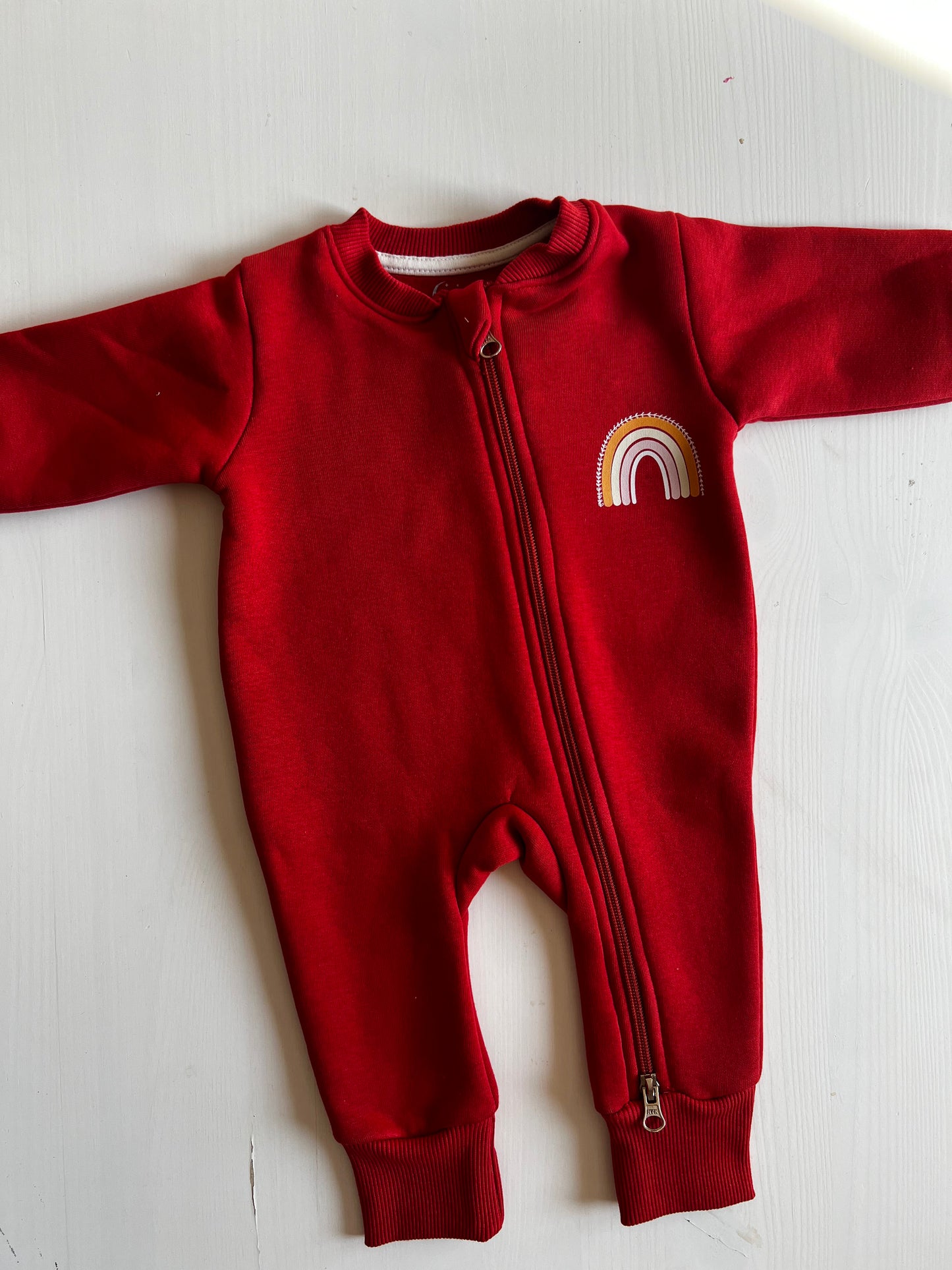 Crimson Rainbow (2way zipper) Winter Cotton Sleepsuit