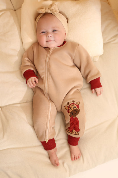 Cozy Giraffe Winter Cotton Sleepsuit