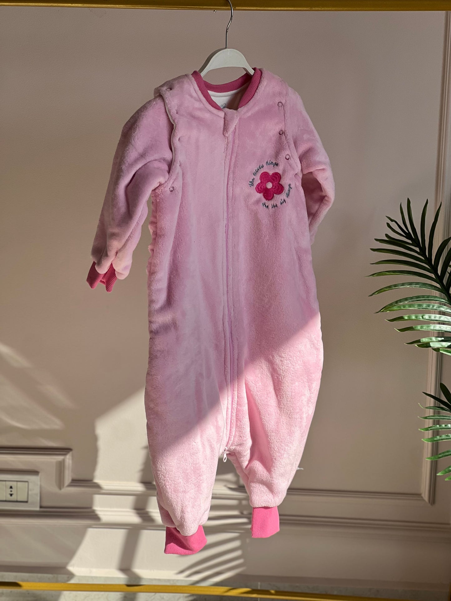 Floral Pink Fleece sleeping bag with Feet