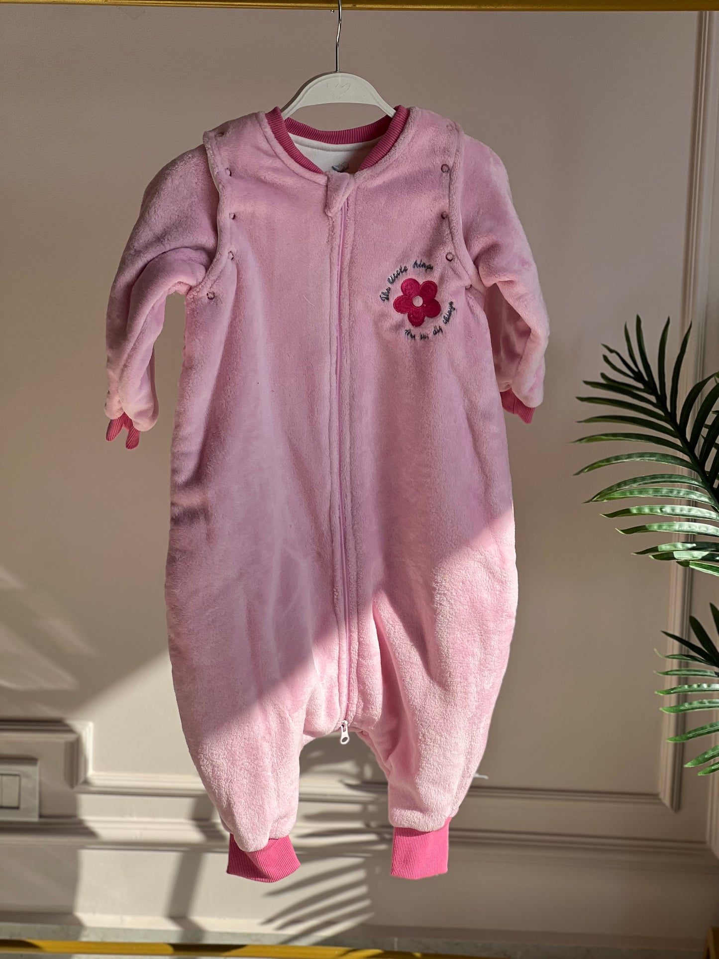 Floral Pink Fleece sleeping bag with Feet