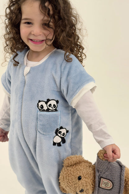 Panda Cuddle - Half-sleeved Fleece Sleeping Bag with Feet Cover
