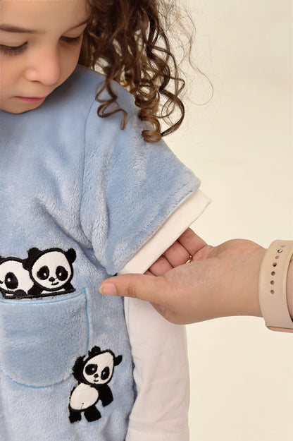 Panda Cuddle - Half-sleeved Fleece Sleeping Bag with Feet Cover